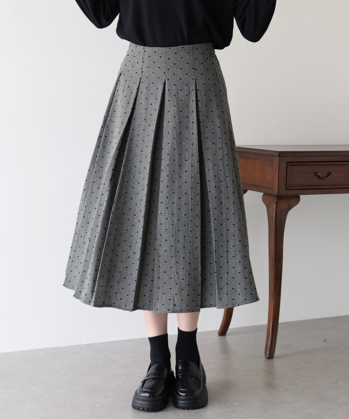 ハートドットフロッキーツイードスカート