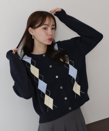 アーガイル柄カーディガン アーガイル柄カーディガン