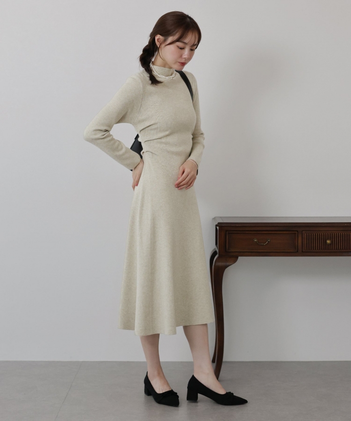 サイドタックニットワンピース サイドタックニットワンピース