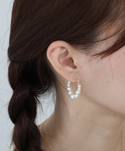 パールフープピアス / ニッケルフリー【ネコポス】 パールフープピアス / ニッケルフリー【ネコポス】