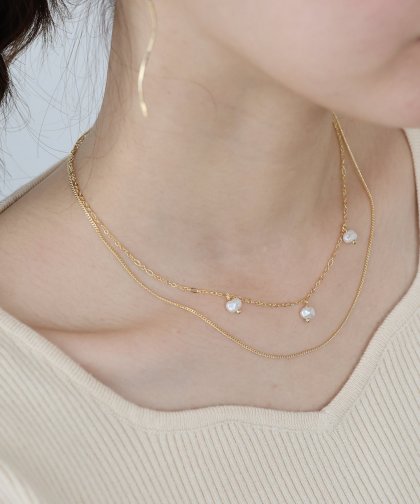 パールステーション2連ネックレス / ニッケルフリー【ネコポス】