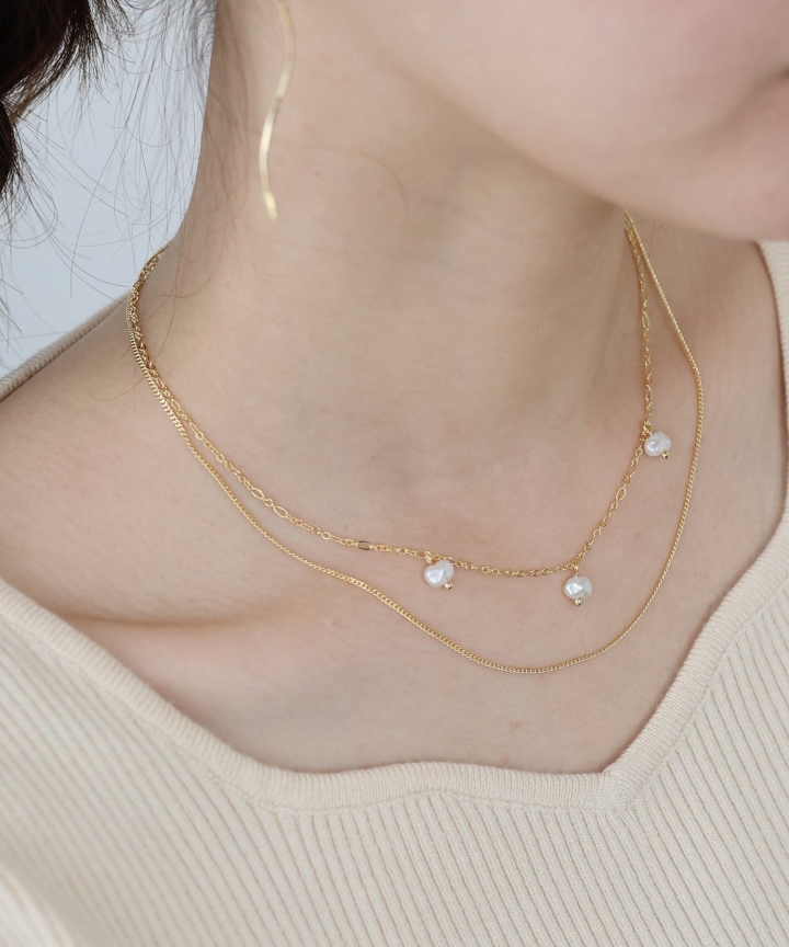 パールステーション2連ネックレス / ニッケルフリー【ネコポス】