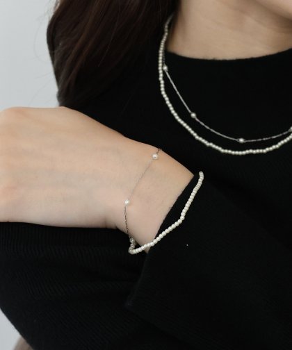 パール2連ブレスレット / ニッケルフリー【ネコポス】 パール2連ブレスレット / ニッケルフリー【ネコポス】