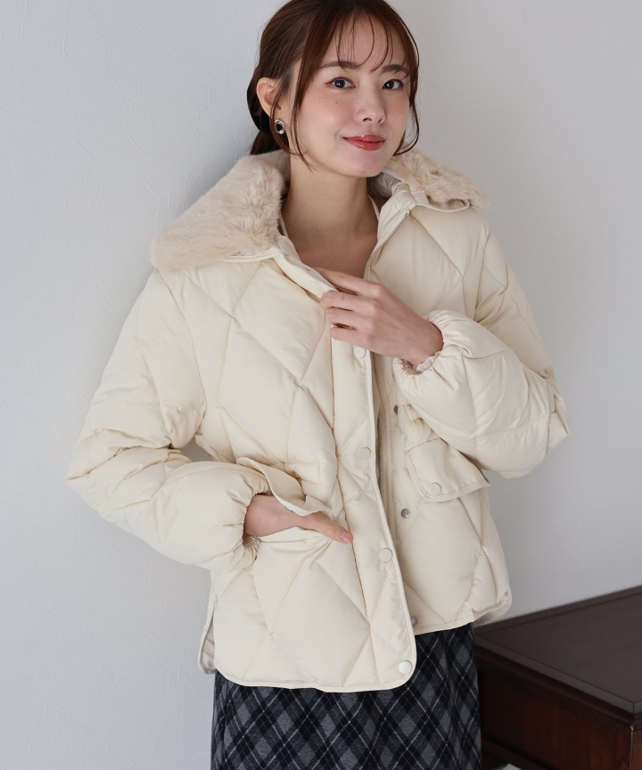 ファー襟キルティングジャケット