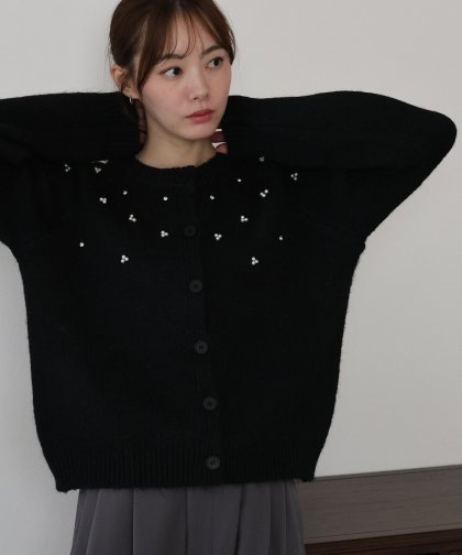 パールビジューニットカーディガン パールビジューニットカーディガン