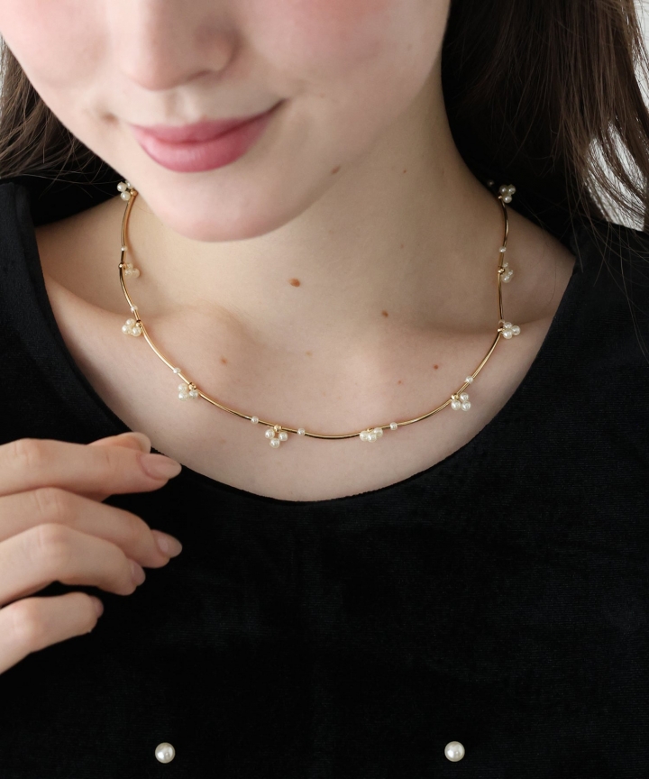 フラワーパールバーネックレス / ニッケルフリー【ネコポス】