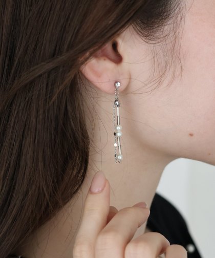 パールロングチェーンピアス【ネコポス】 パールロングチェーンピアス【ネコポス】