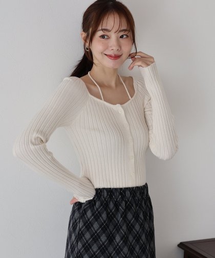 リボンチョーカーリブニット リボンチョーカーリブニット