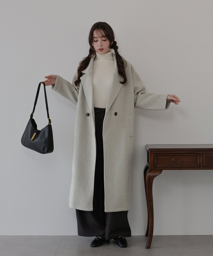 テーラードウールロングコート