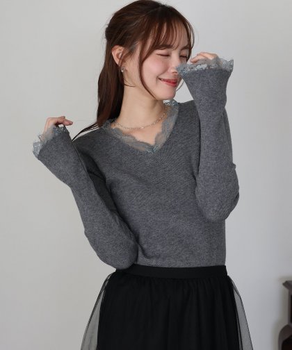 レースドッキングニット