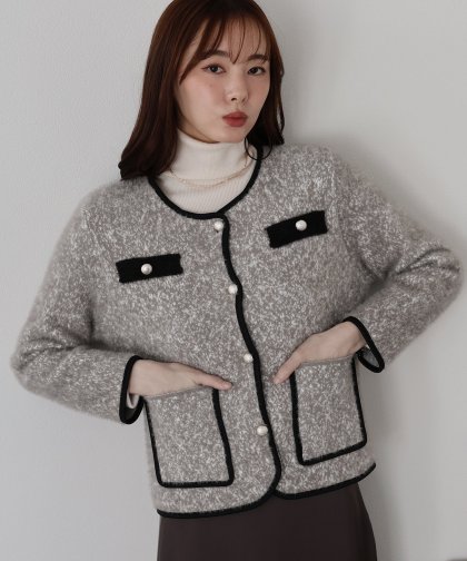 ツイード風シャギージャケット ツイード風シャギージャケット