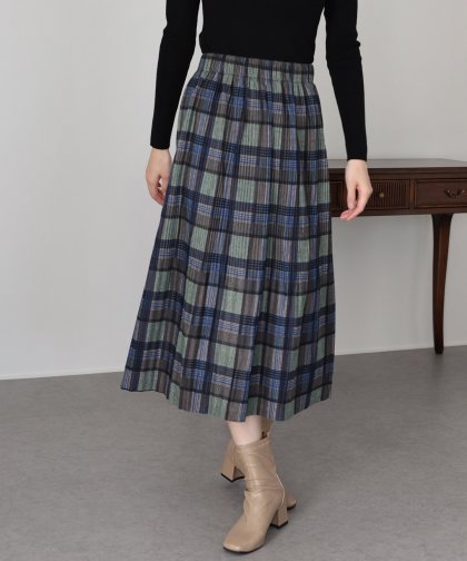 細プリーツチェックスカート 細プリーツチェックスカート