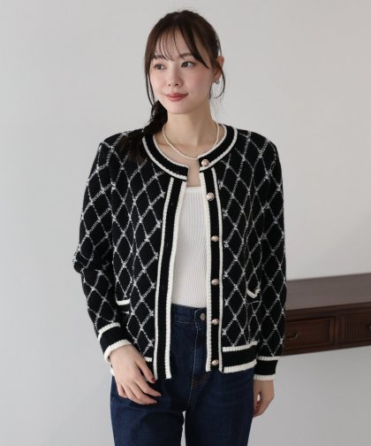 スクエアジャガードカーディガン スクエアジャガードカーディガン