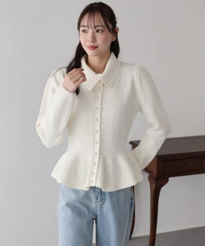 【早割5%OFF】ラメペプラムカーディガン 【早割5%OFF】ラメペプラムカーディガン