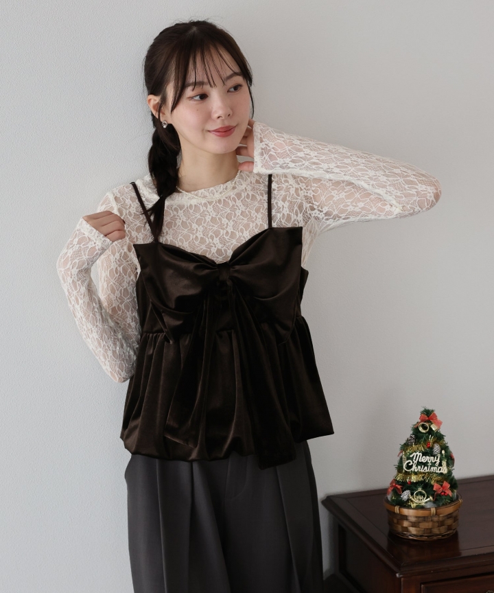 ベロアリボンバルーンビスチェ