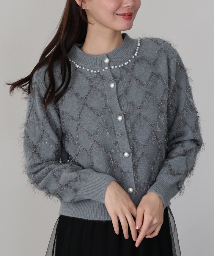 ラメジャガードカーディガン