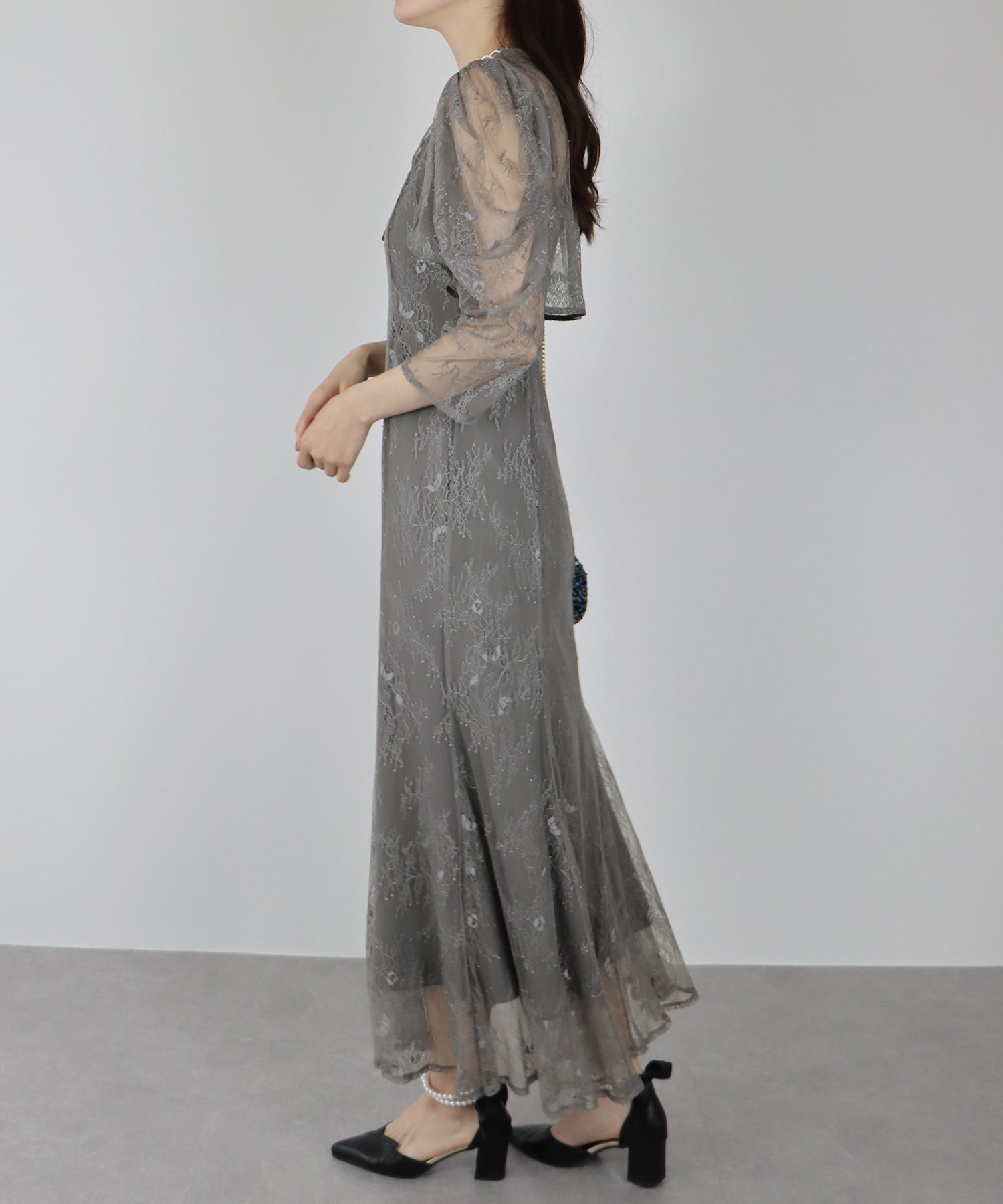 【SALE】ボレロレイヤードレースパーティードレス