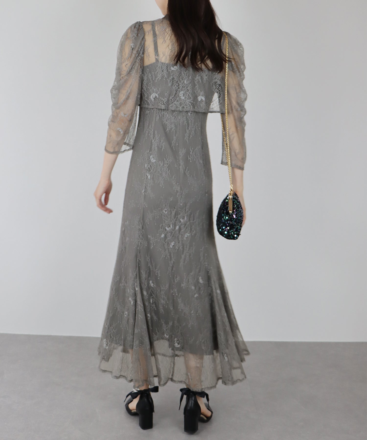 【SALE】ボレロレイヤードレースパーティードレス