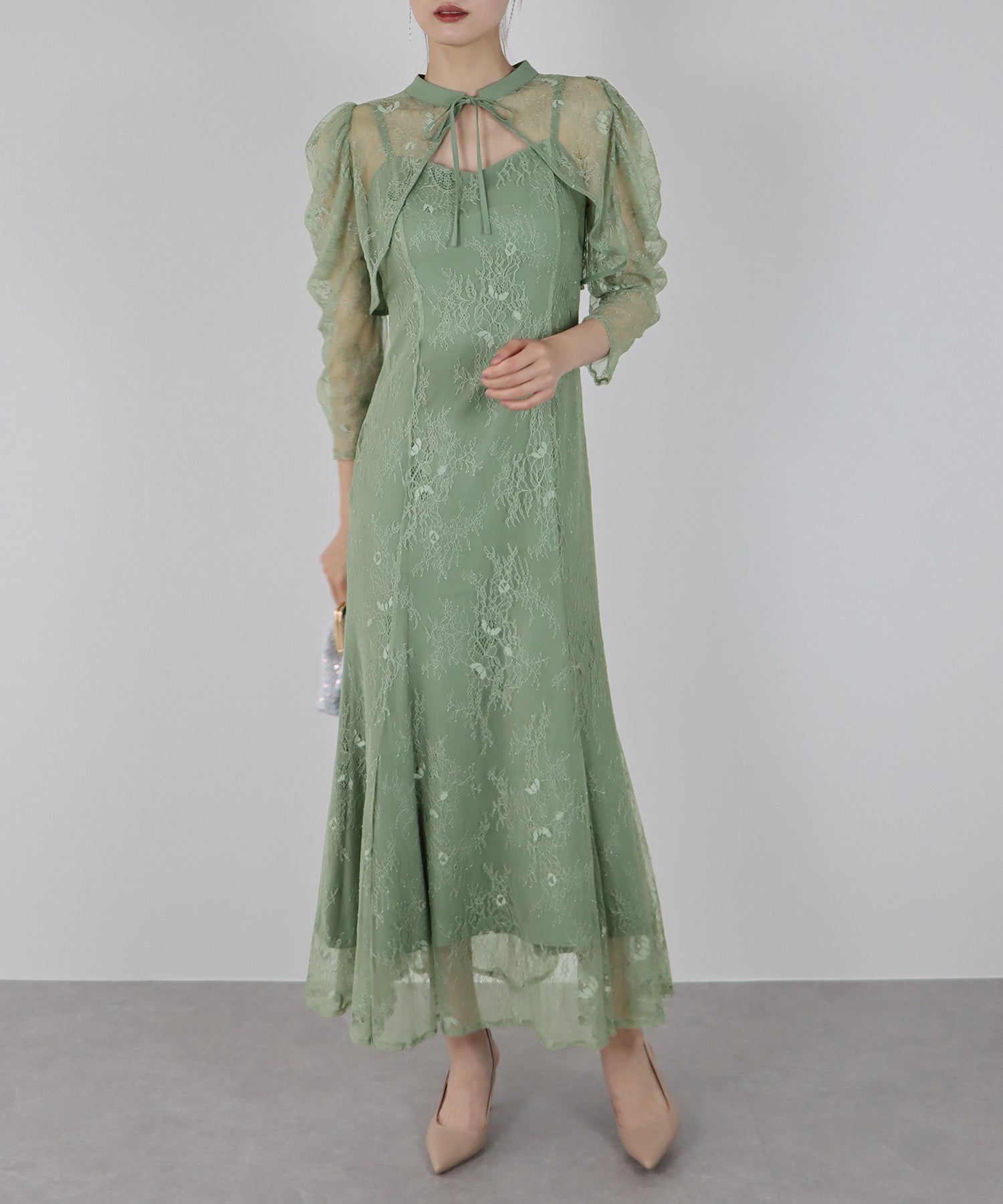 【SALE】ボレロレイヤードレースパーティードレス