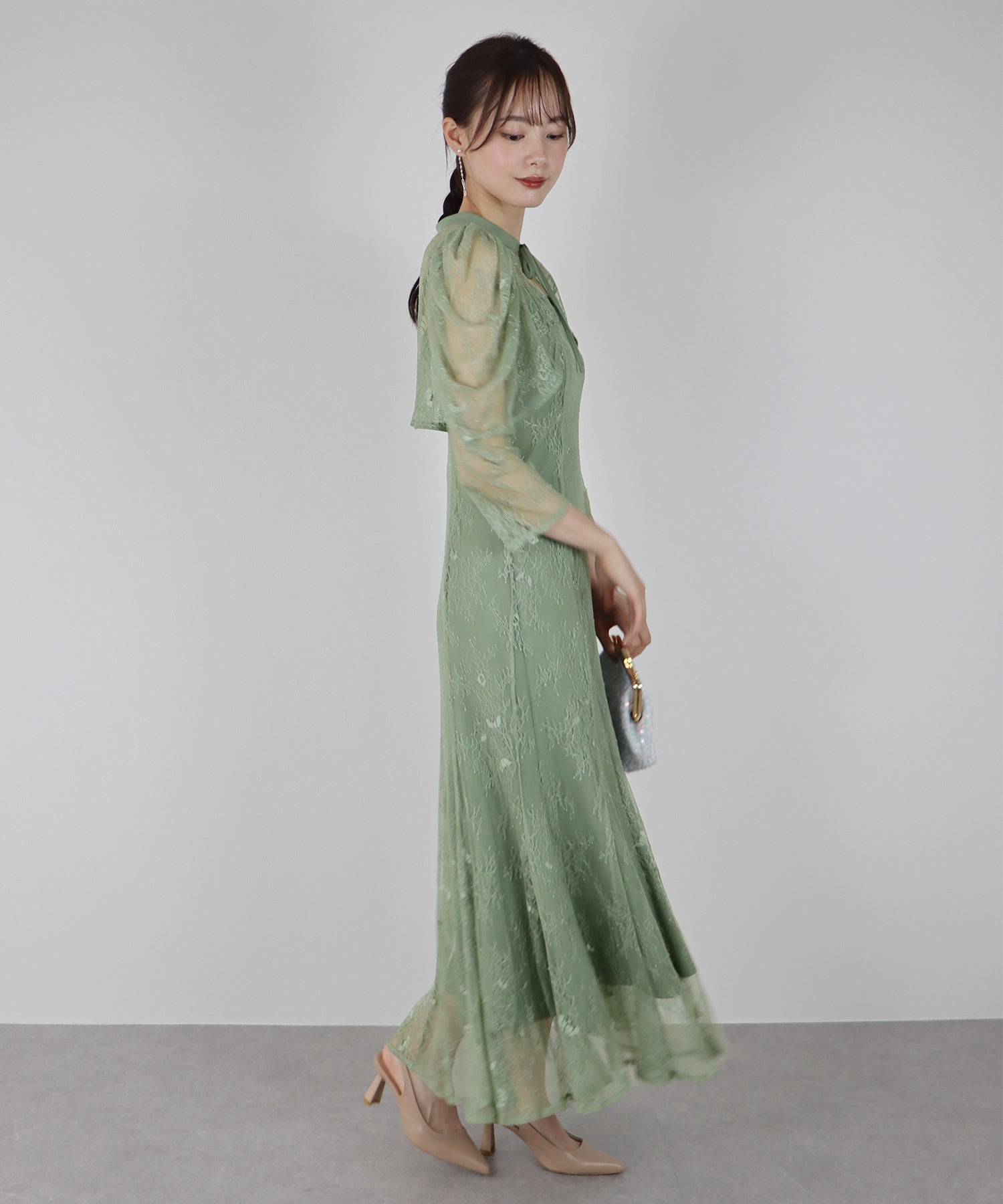 【SALE】ボレロレイヤードレースパーティードレス