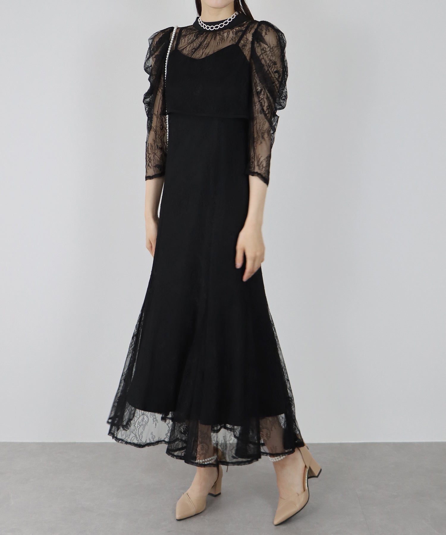 【SALE】ボレロレイヤードレースパーティードレス