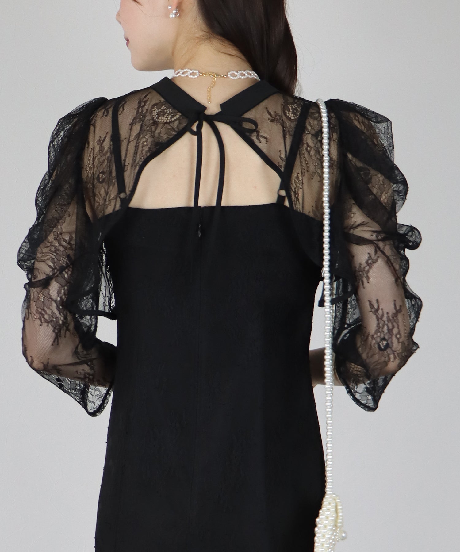 【SALE】ボレロレイヤードレースパーティードレス