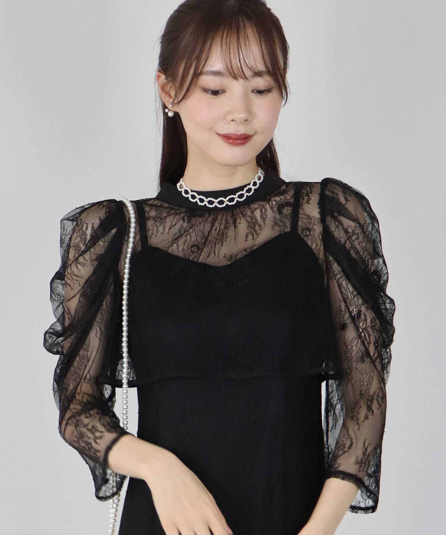 【SALE】ボレロレイヤードレースパーティードレス