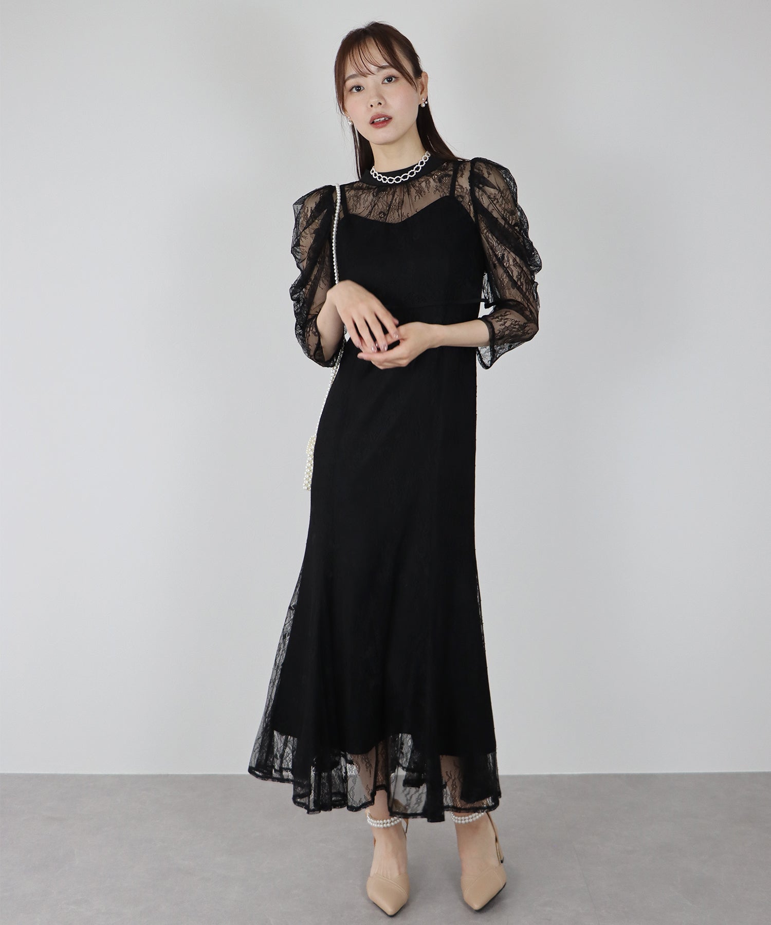 【SALE】ボレロレイヤードレースパーティードレス