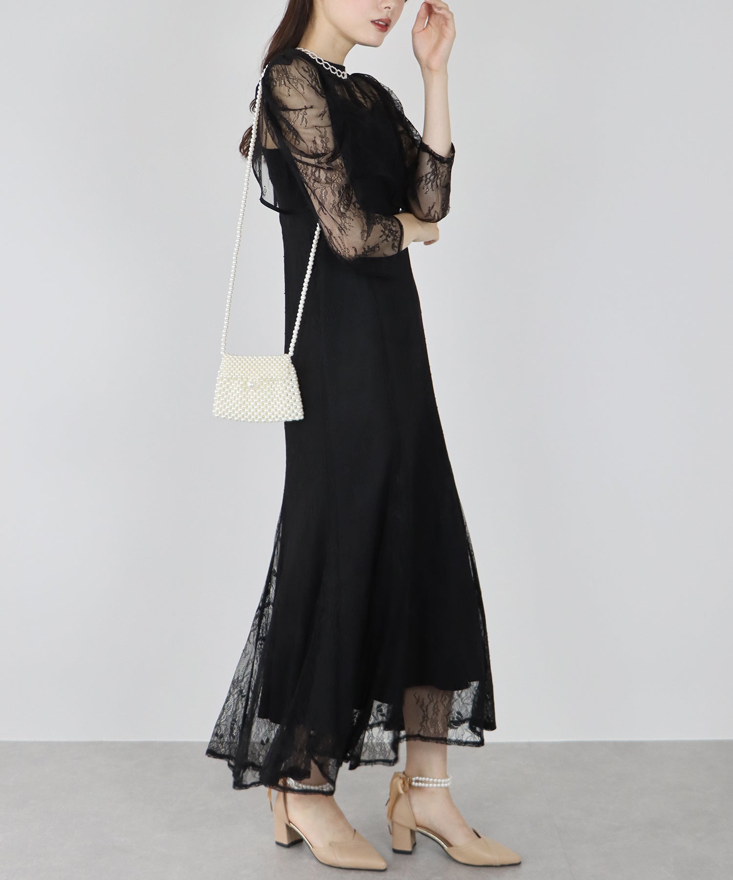 【SALE】ボレロレイヤードレースパーティードレス