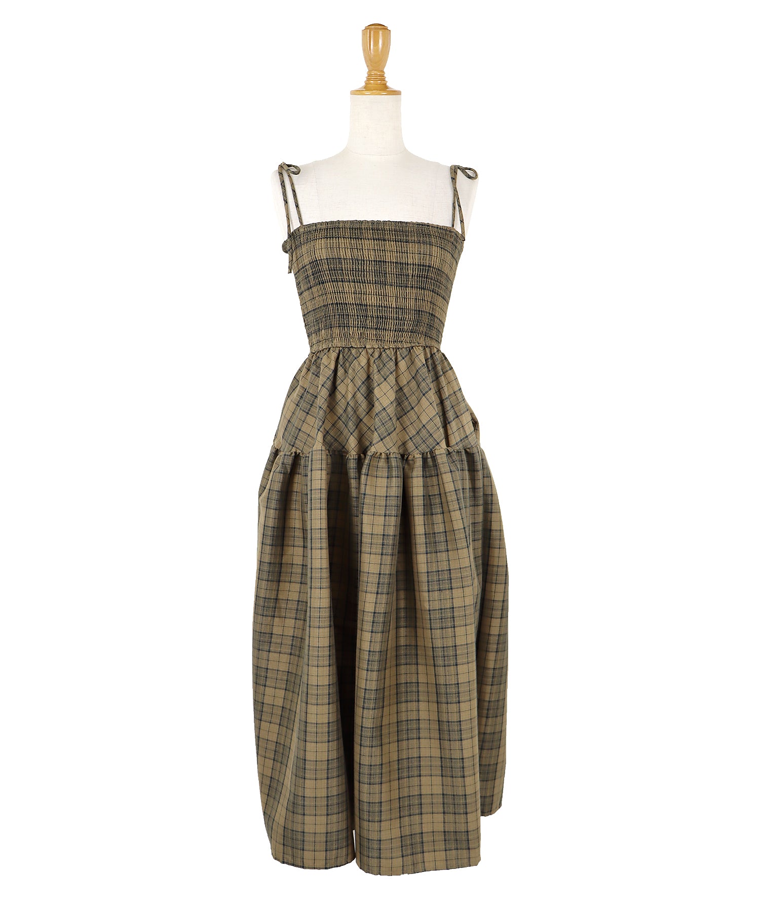 【SALE】ティアードチェックキャミワンピース