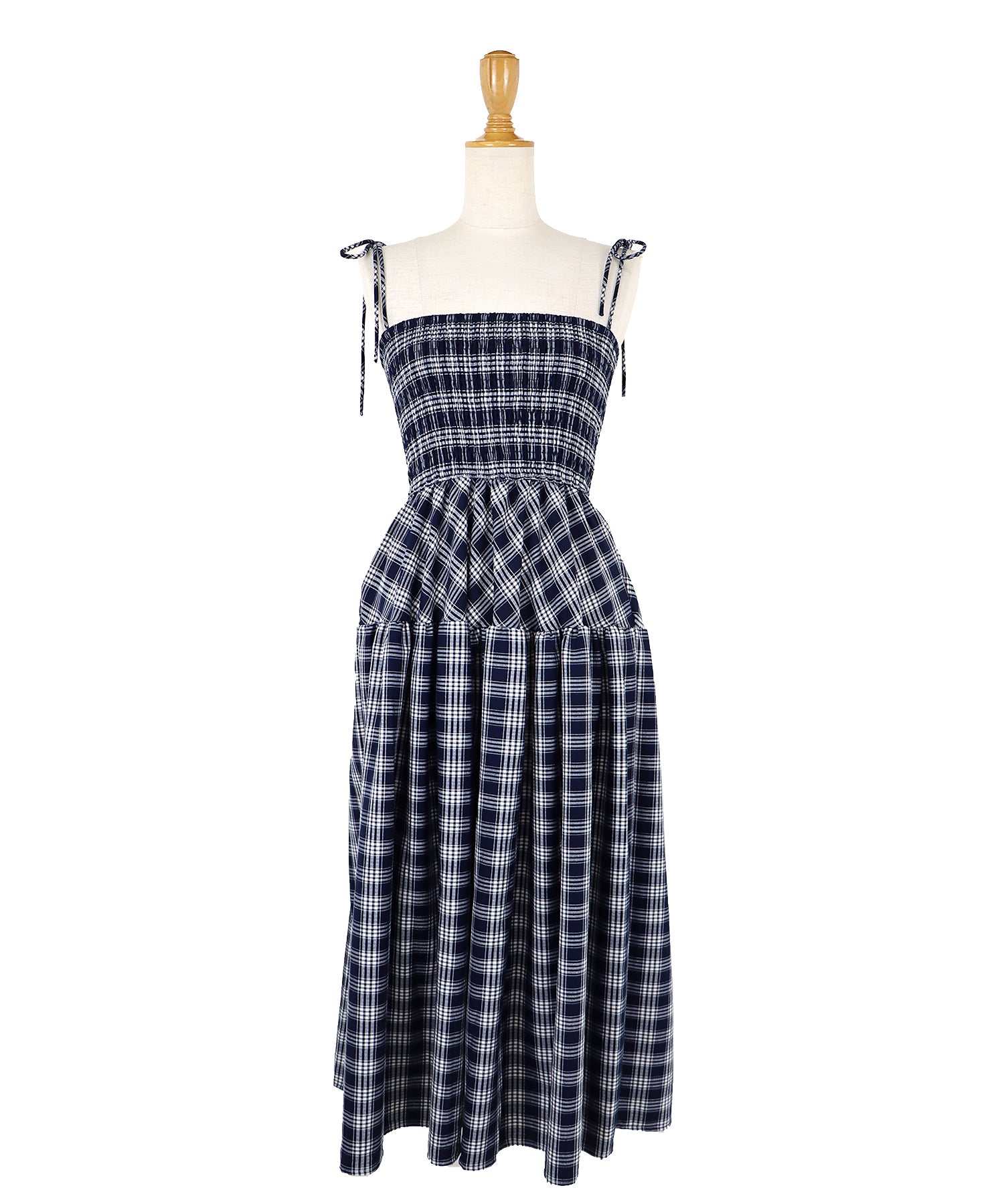 【SALE】ティアードチェックキャミワンピース