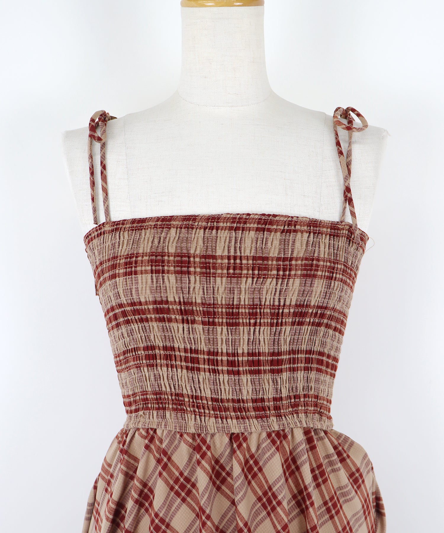 【SALE】ティアードチェックキャミワンピース