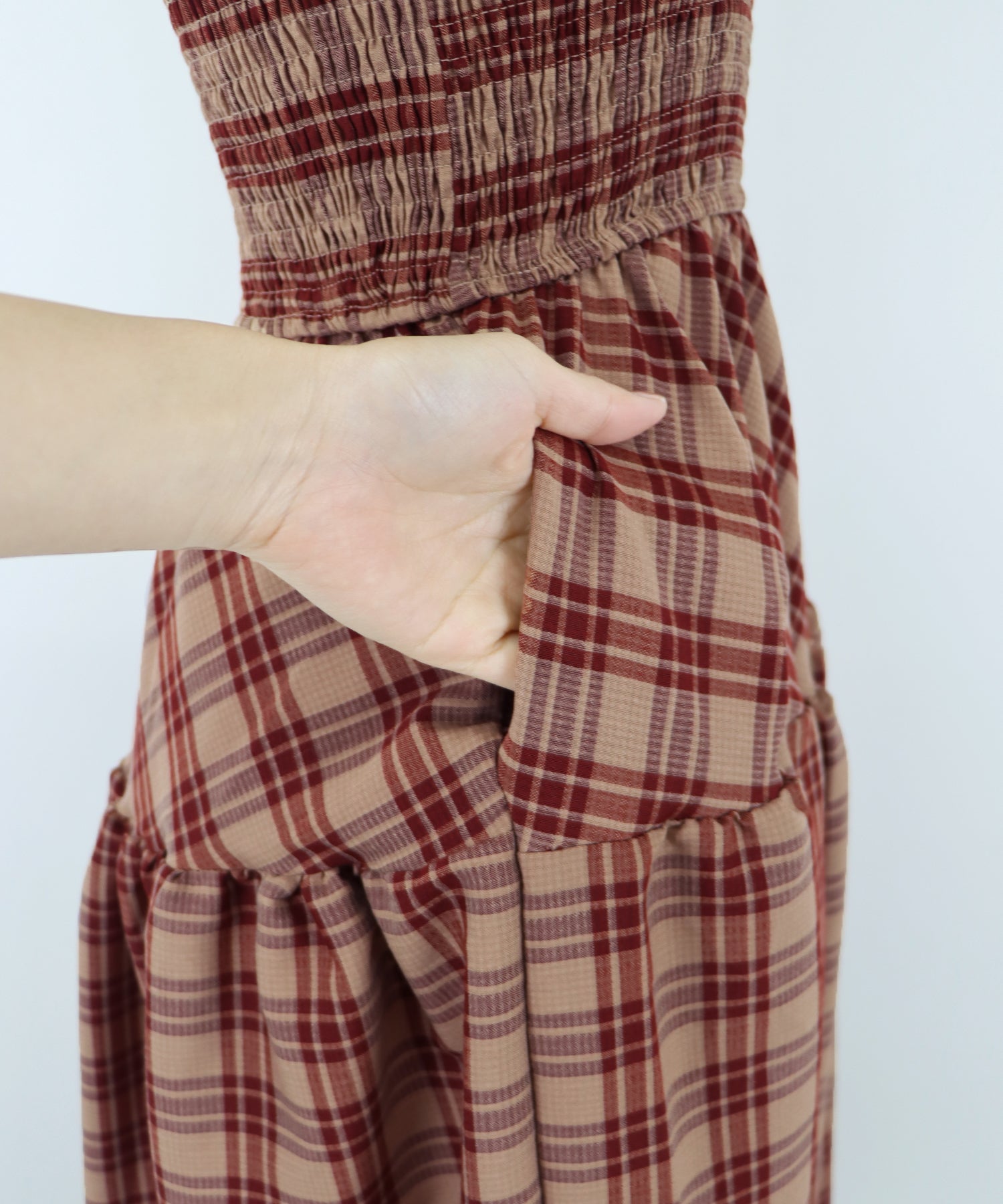 【SALE】ティアードチェックキャミワンピース