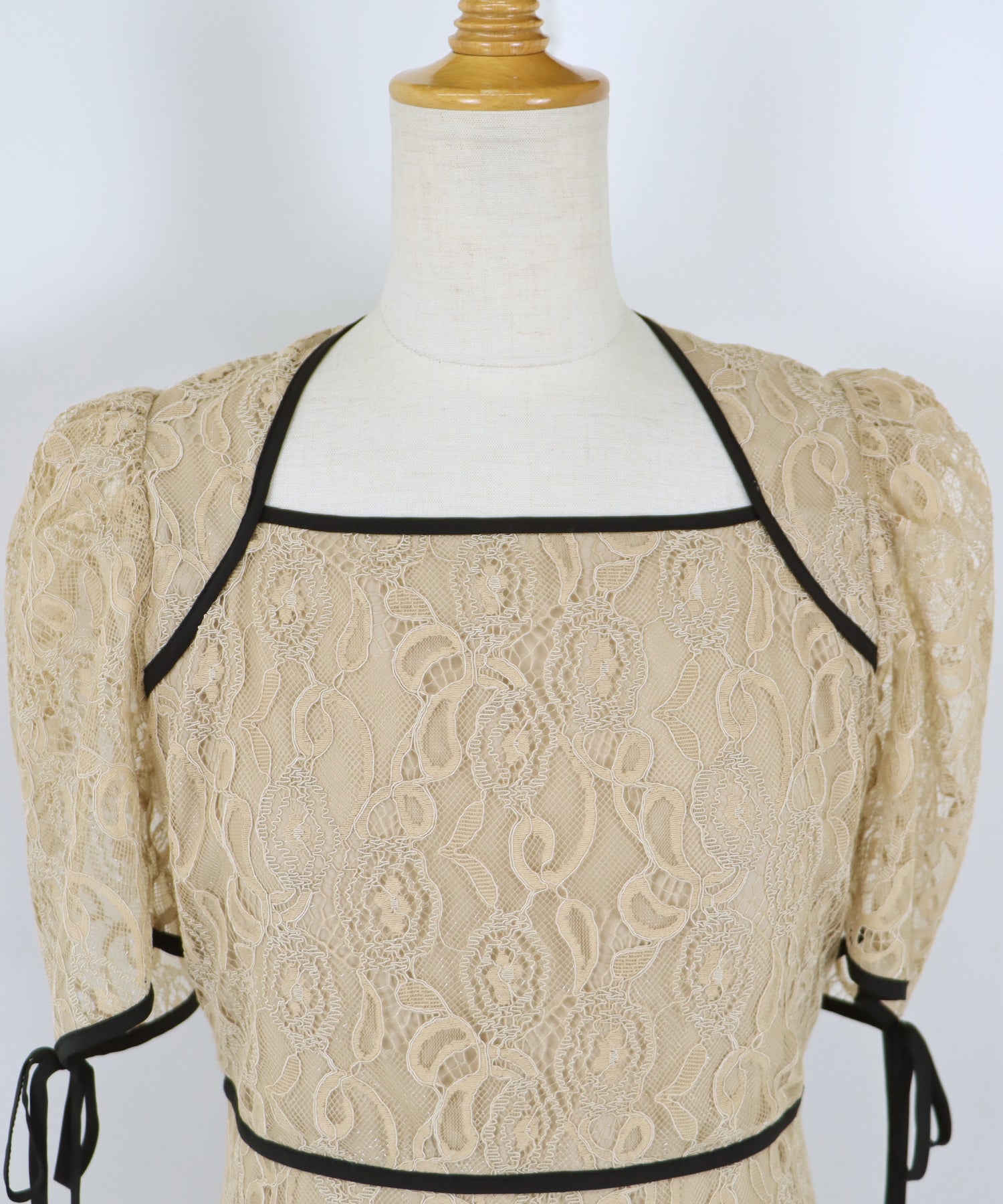 【SALE】配色パイピングレースパーティードレス