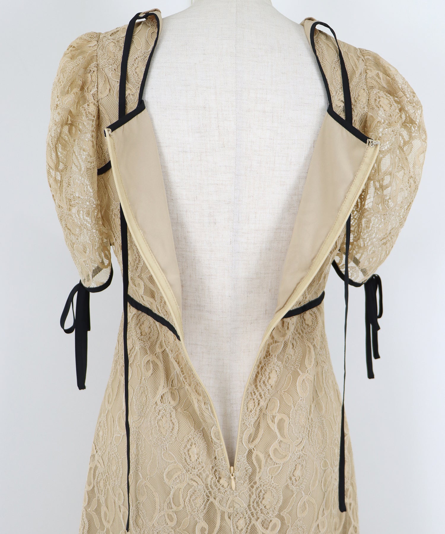 【SALE】配色パイピングレースパーティードレス