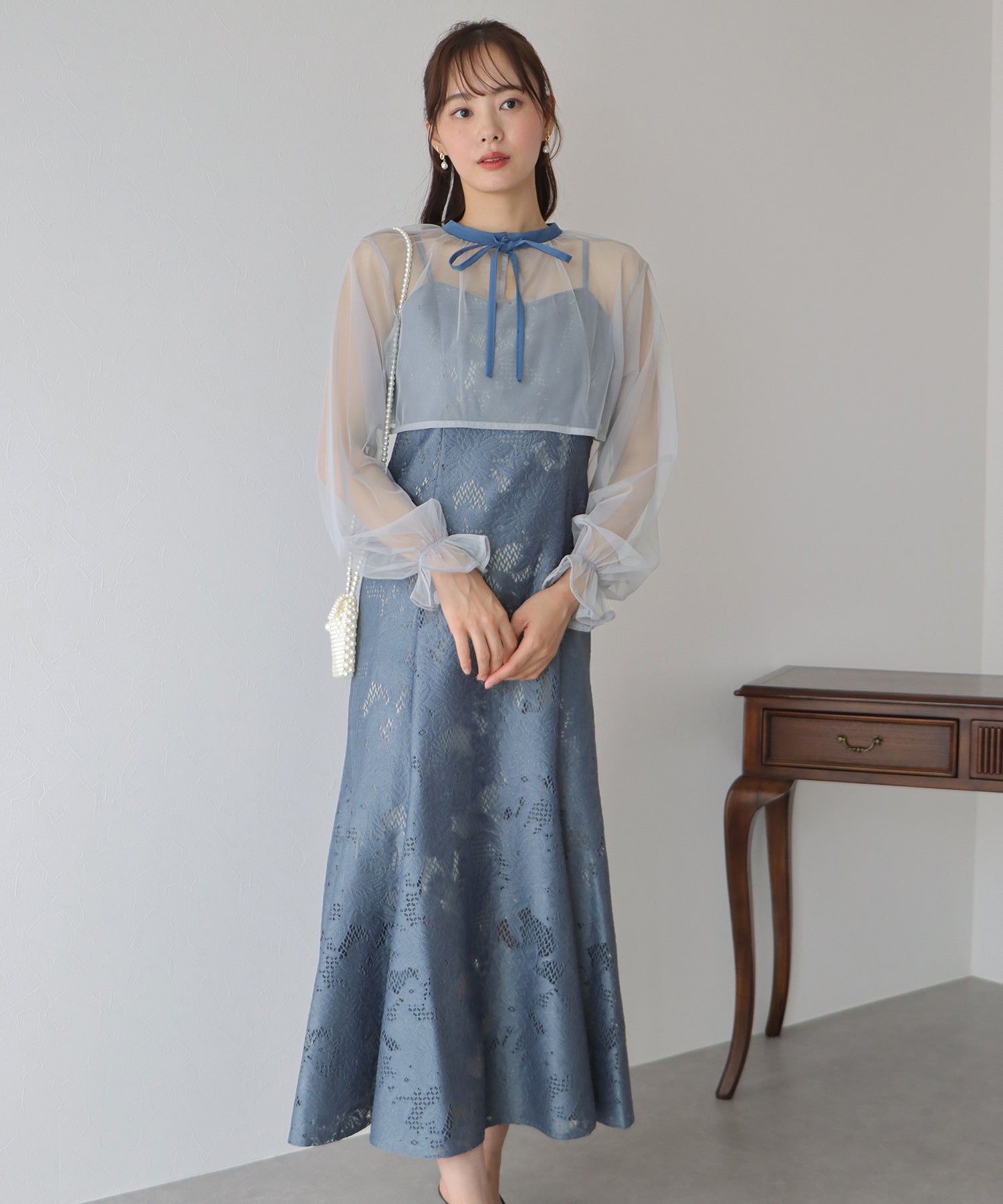 【TIME SALE】ボレロxレースマーメイドパーティードレス