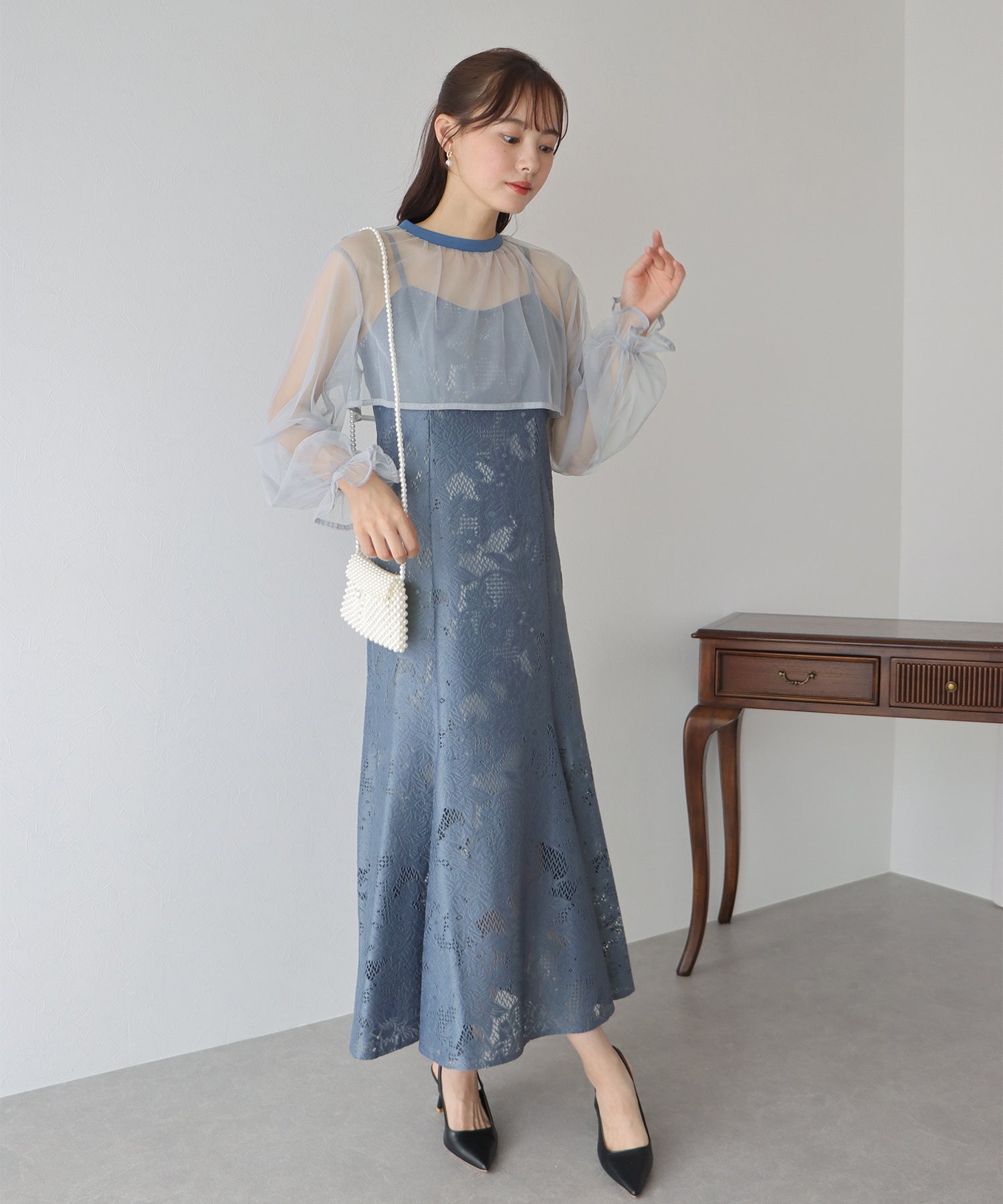 【TIME SALE】ボレロxレースマーメイドパーティードレス