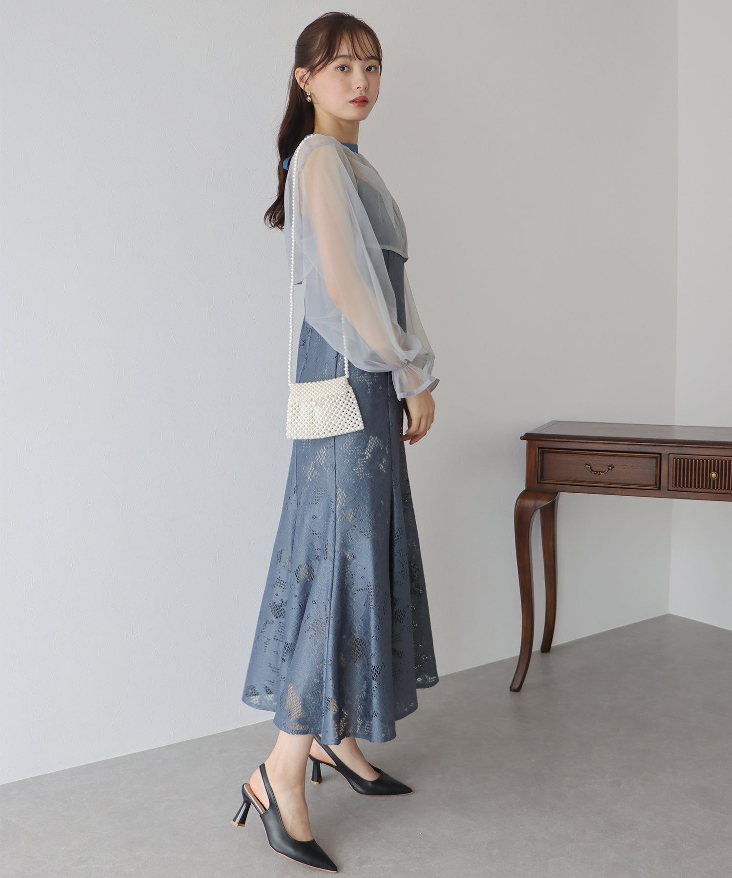 【TIME SALE】ボレロxレースマーメイドパーティードレス