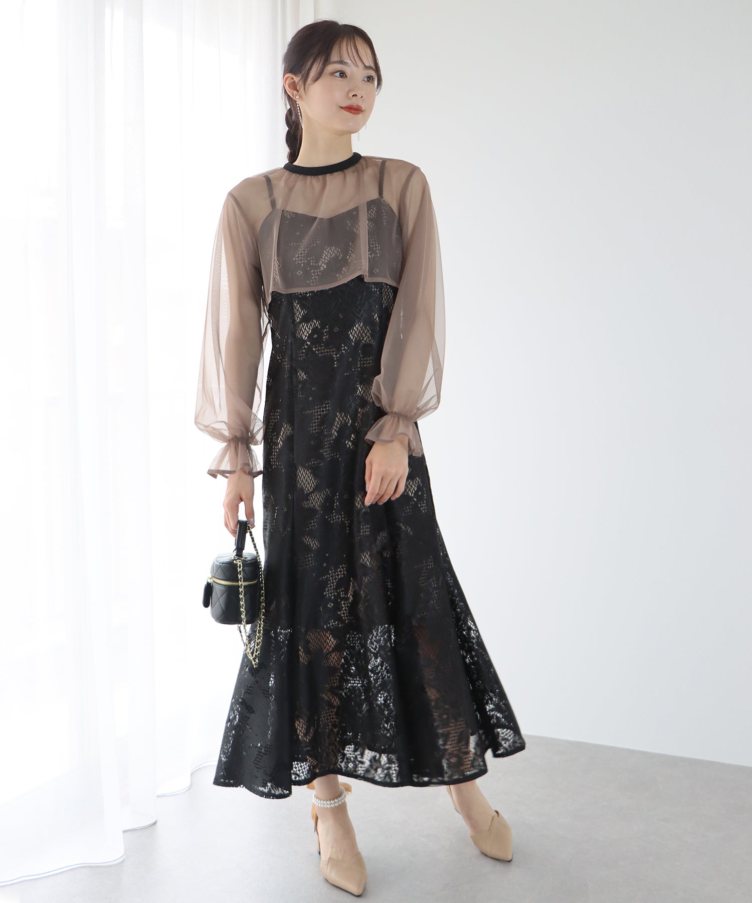 【TIME SALE】ボレロxレースマーメイドパーティードレス