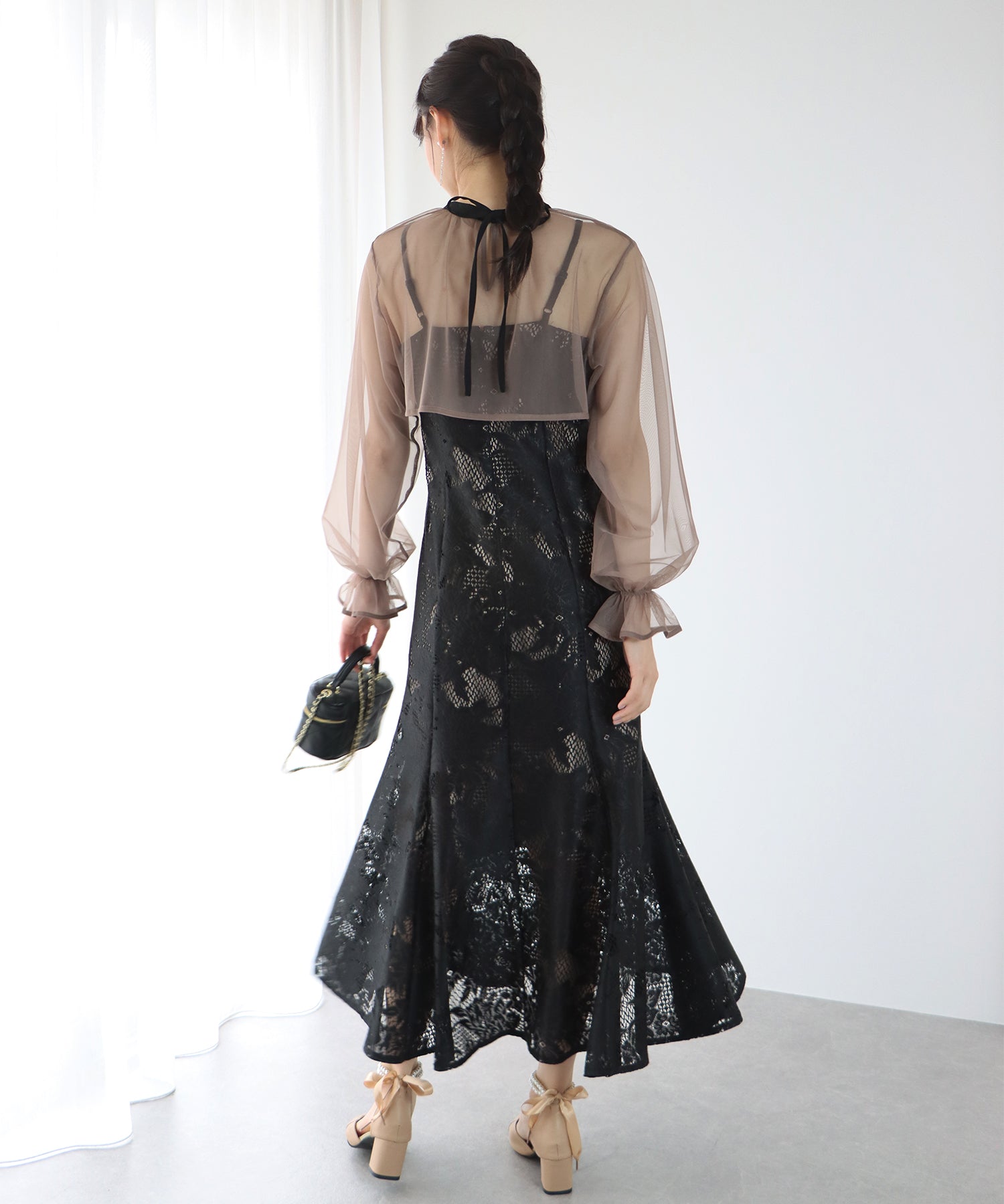 【TIME SALE】ボレロxレースマーメイドパーティードレス