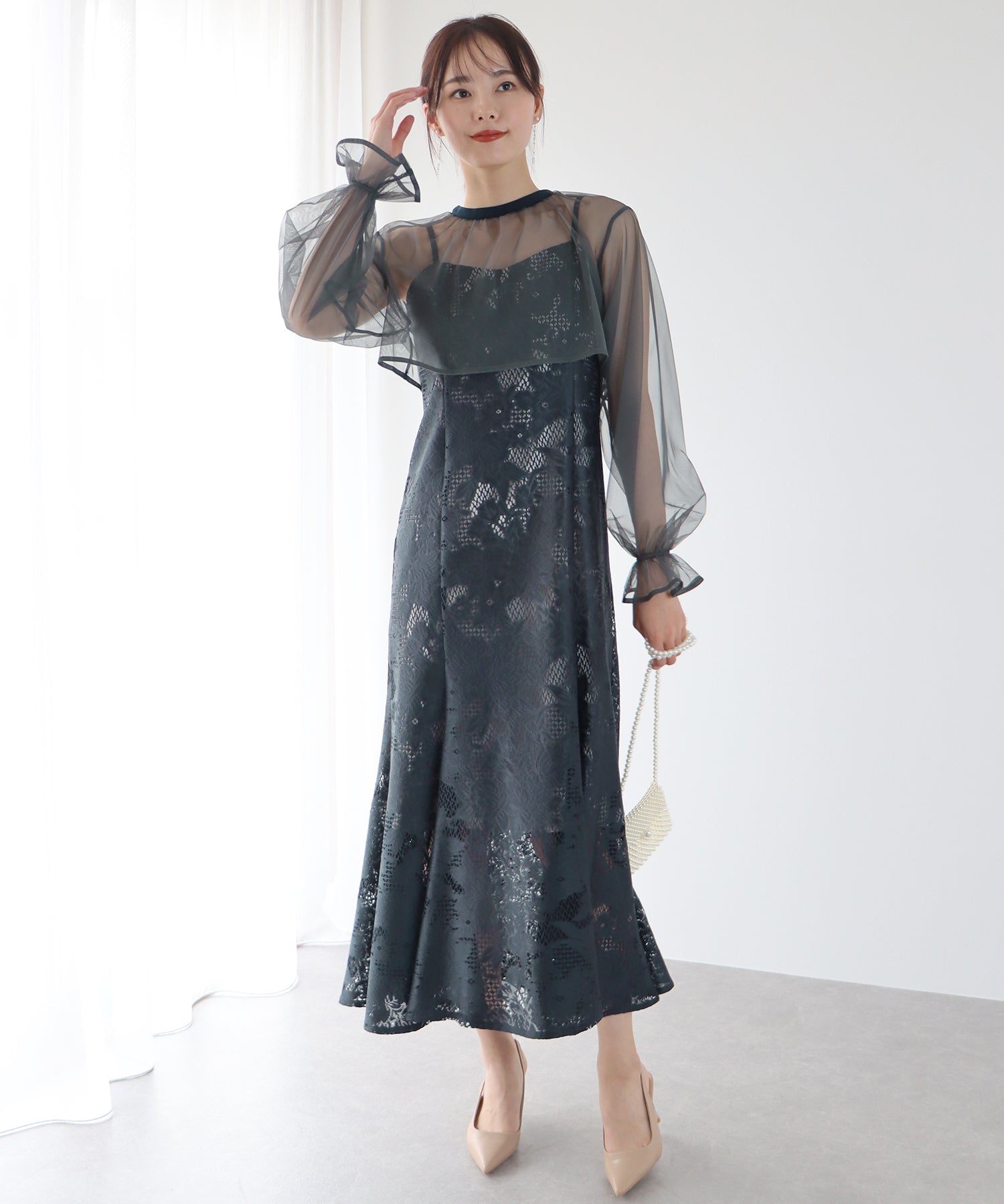 【TIME SALE】ボレロxレースマーメイドパーティードレス