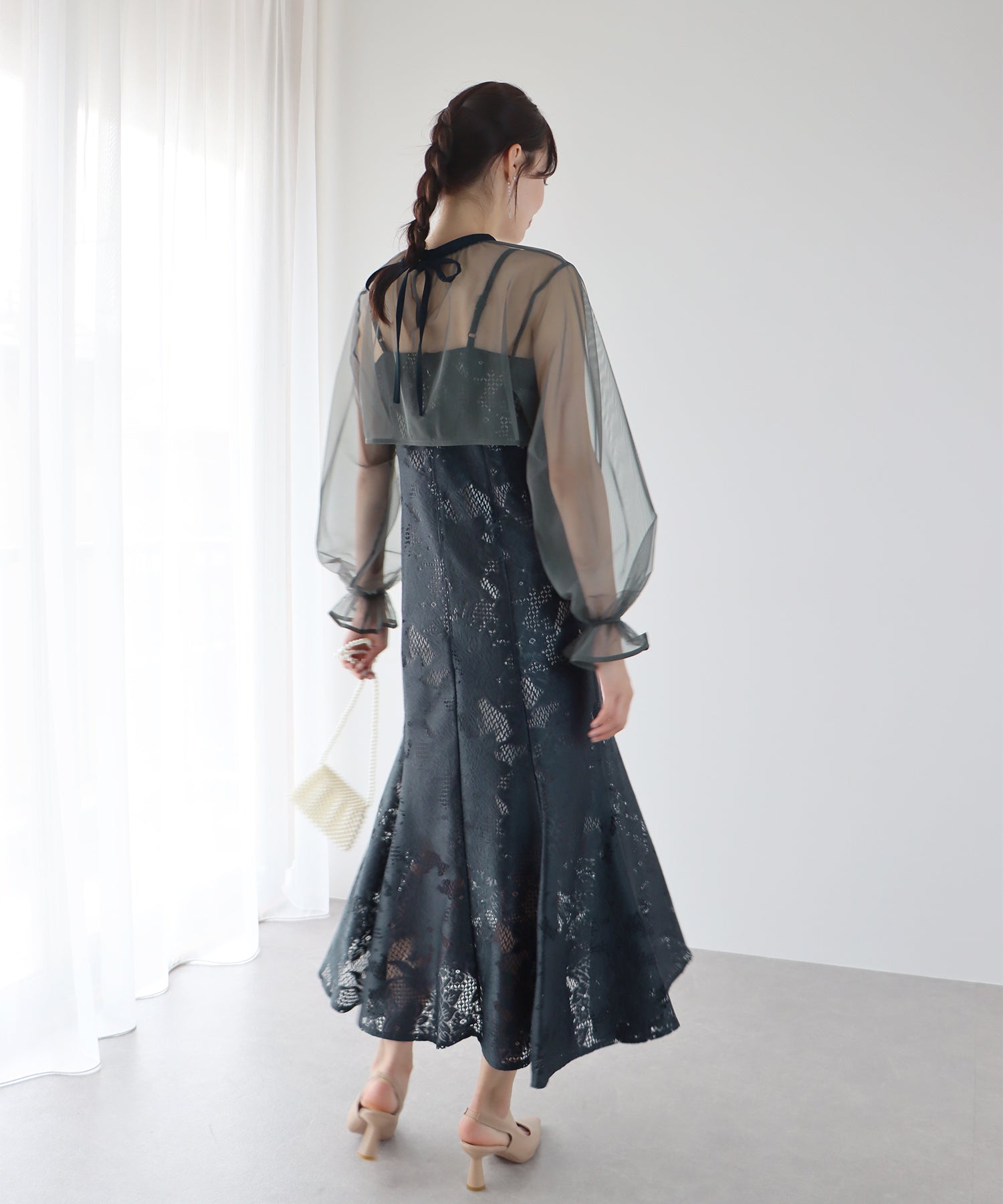 【TIME SALE】ボレロxレースマーメイドパーティードレス