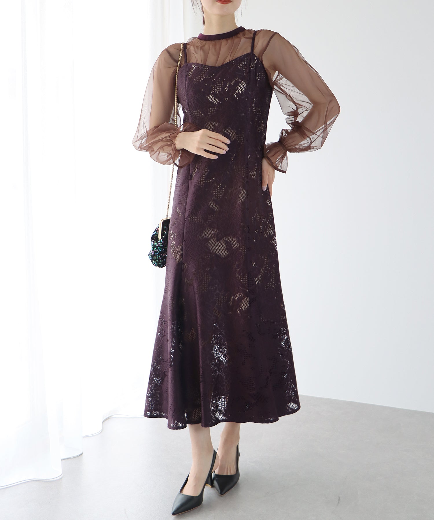 【TIME SALE】ボレロxレースマーメイドパーティードレス