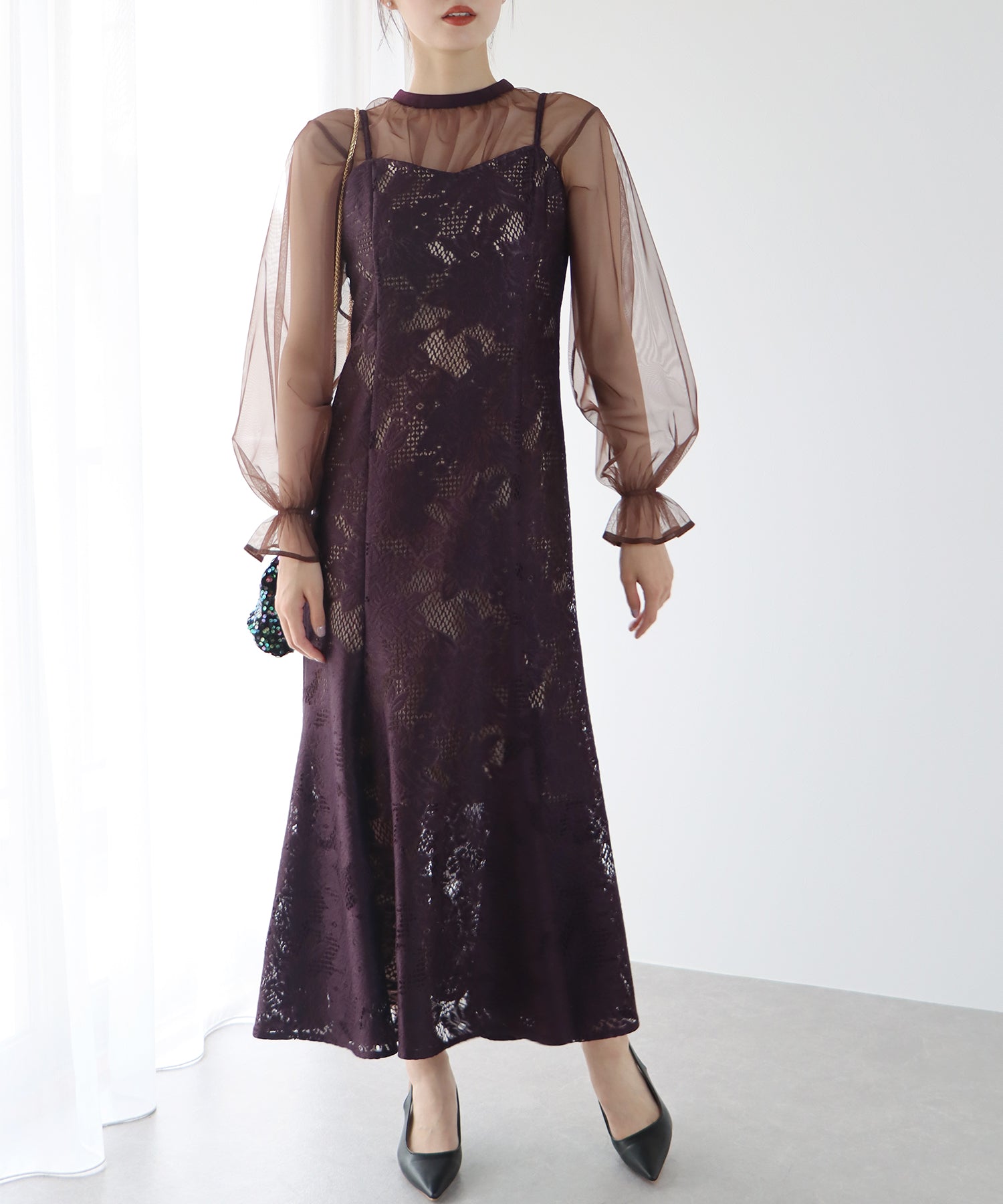 【TIME SALE】ボレロxレースマーメイドパーティードレス