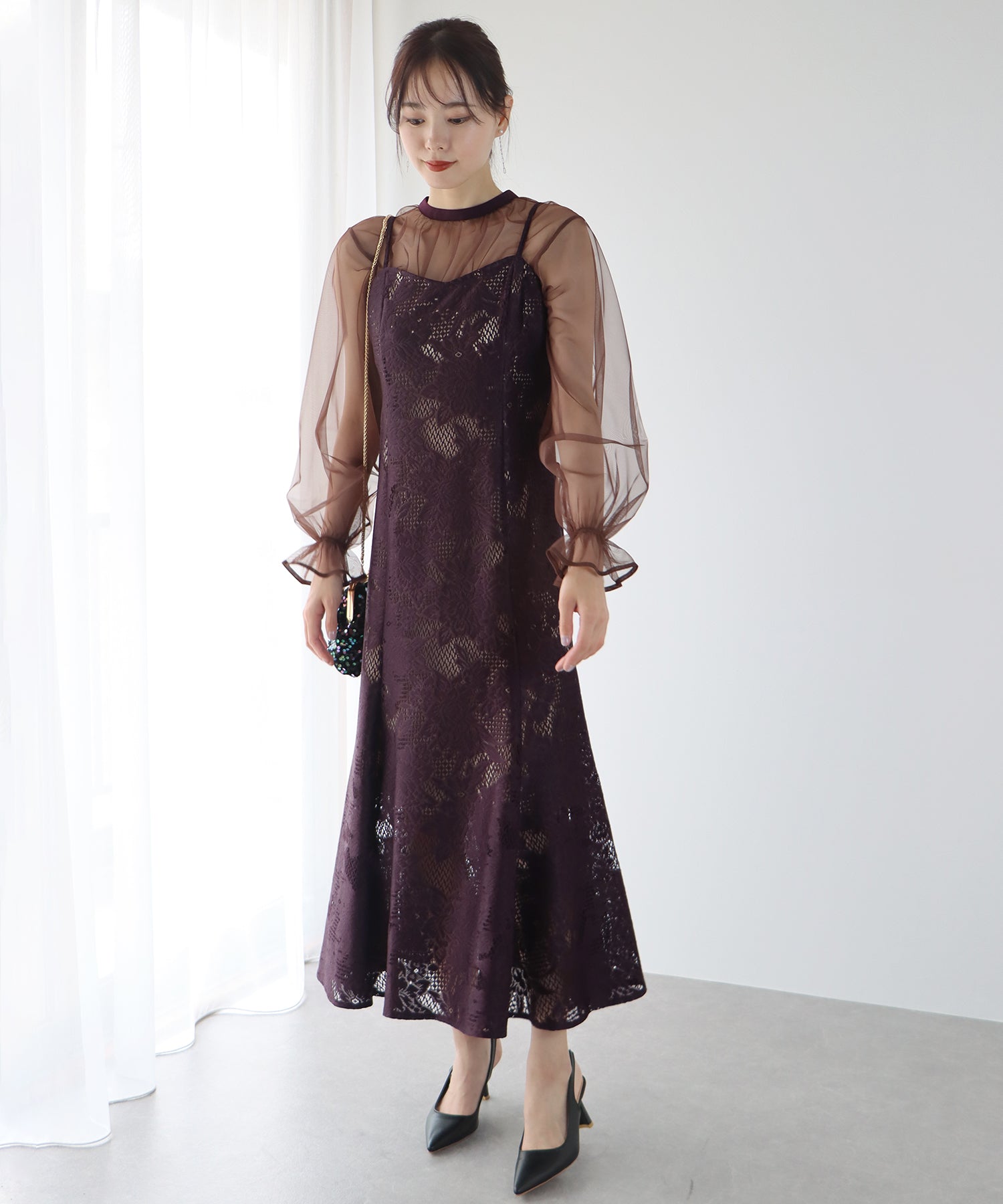 【TIME SALE】ボレロxレースマーメイドパーティードレス