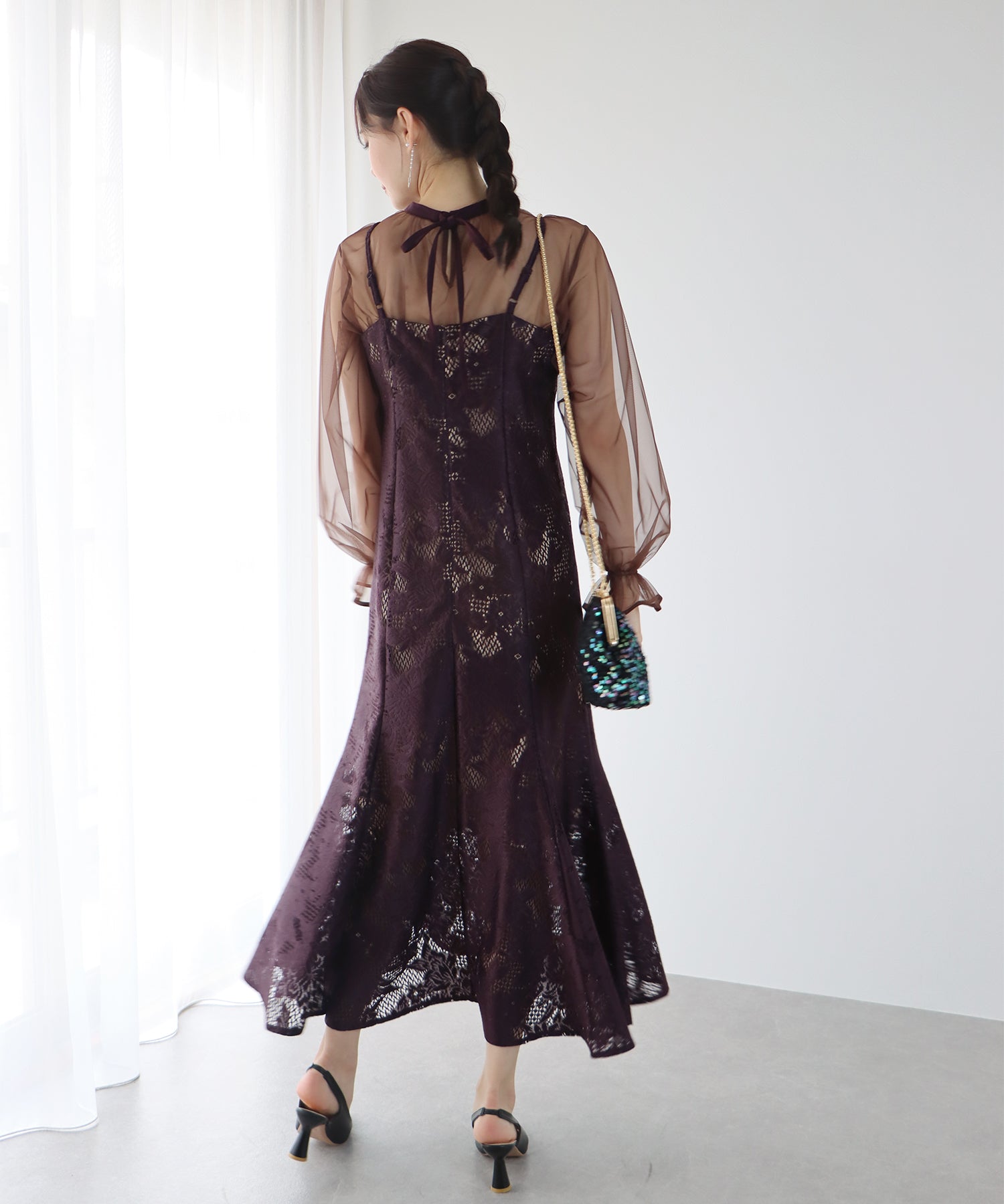 【TIME SALE】ボレロxレースマーメイドパーティードレス