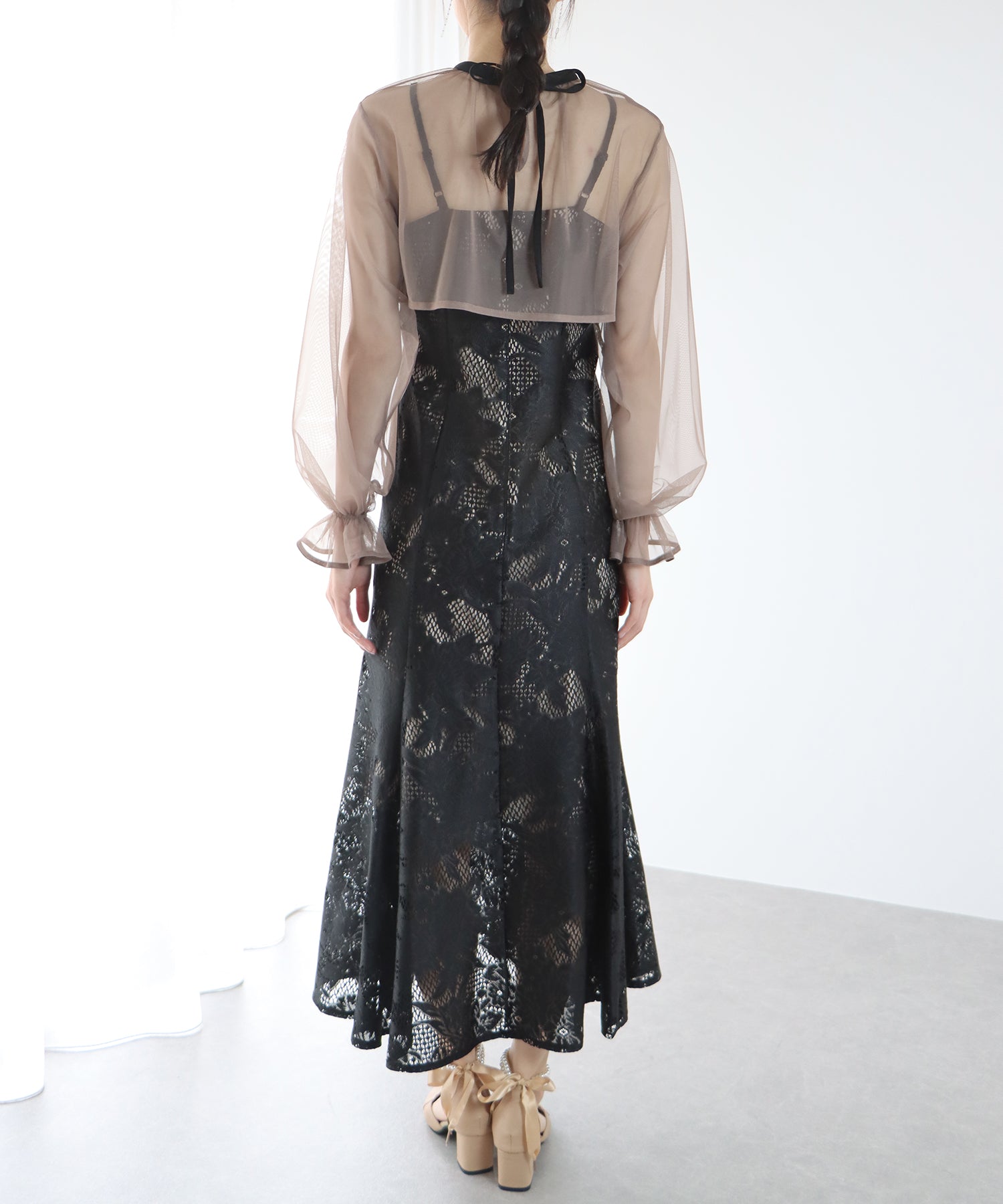 【TIME SALE】ボレロxレースマーメイドパーティードレス