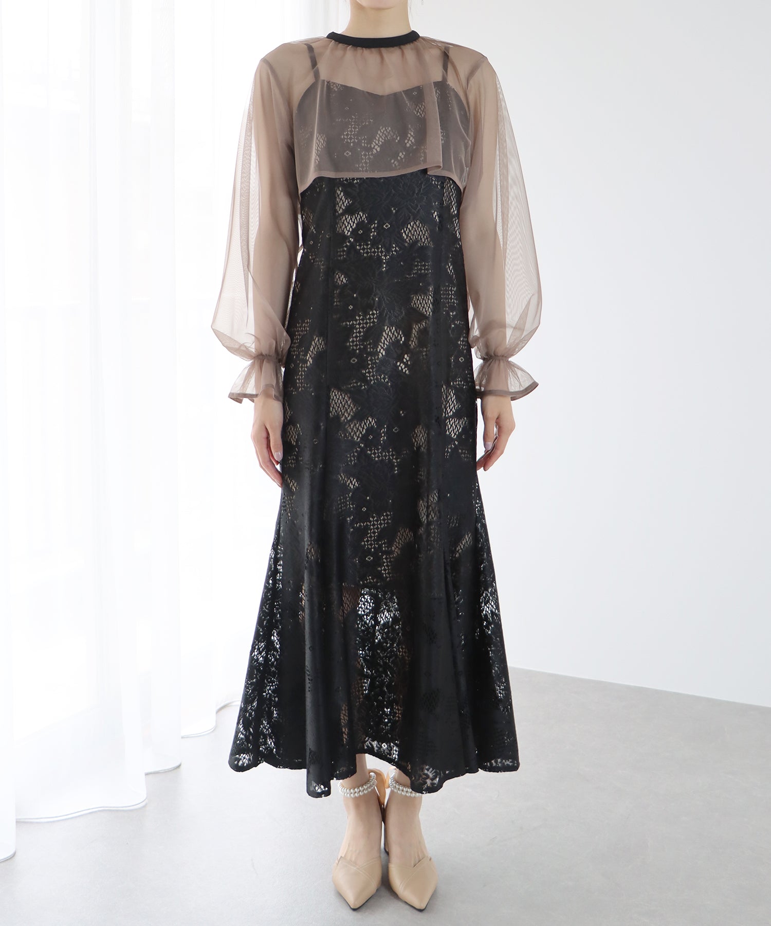 【TIME SALE】ボレロxレースマーメイドパーティードレス