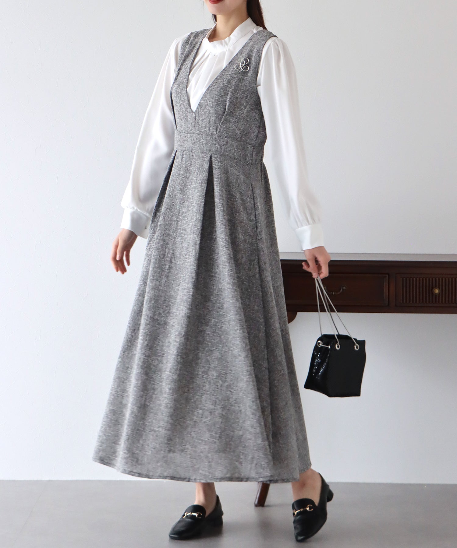 【SALE】ツイード&ツイルフレアジャンスカ