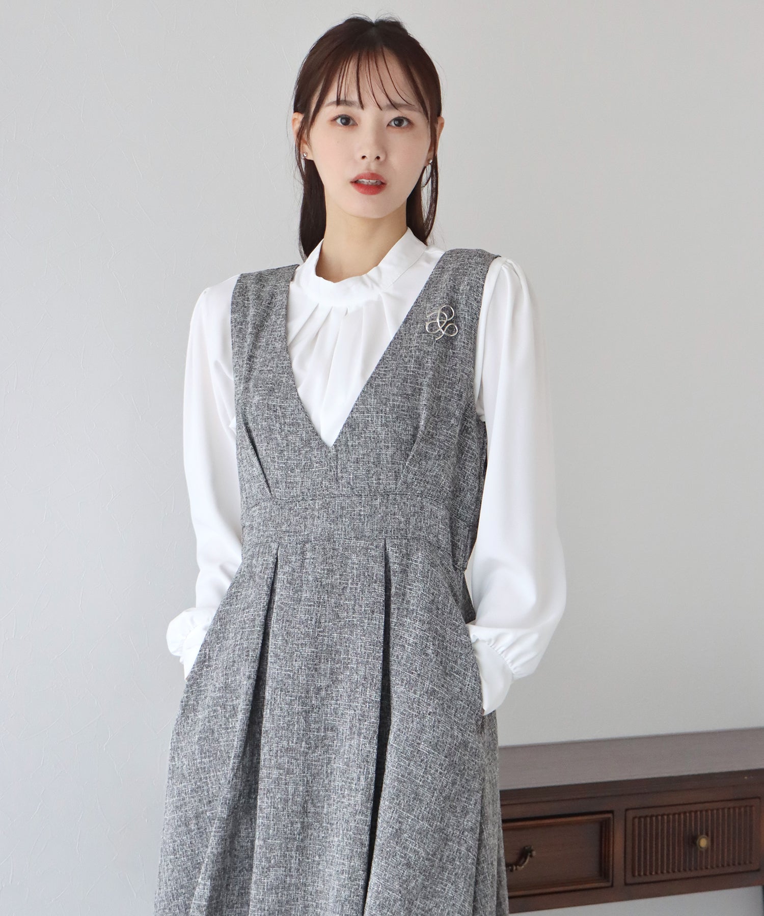 【SALE】ツイード&ツイルフレアジャンスカ